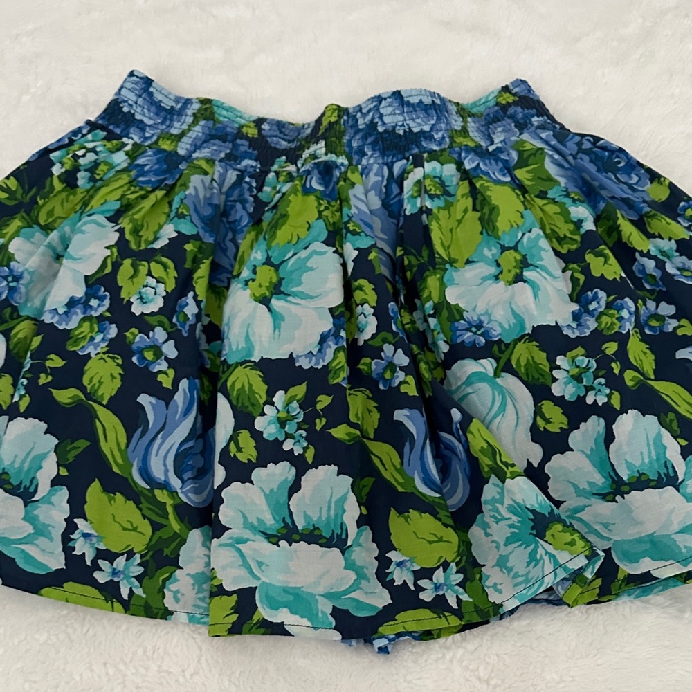 Hollister Blue and Green Floral A-Line Skirt juniors L